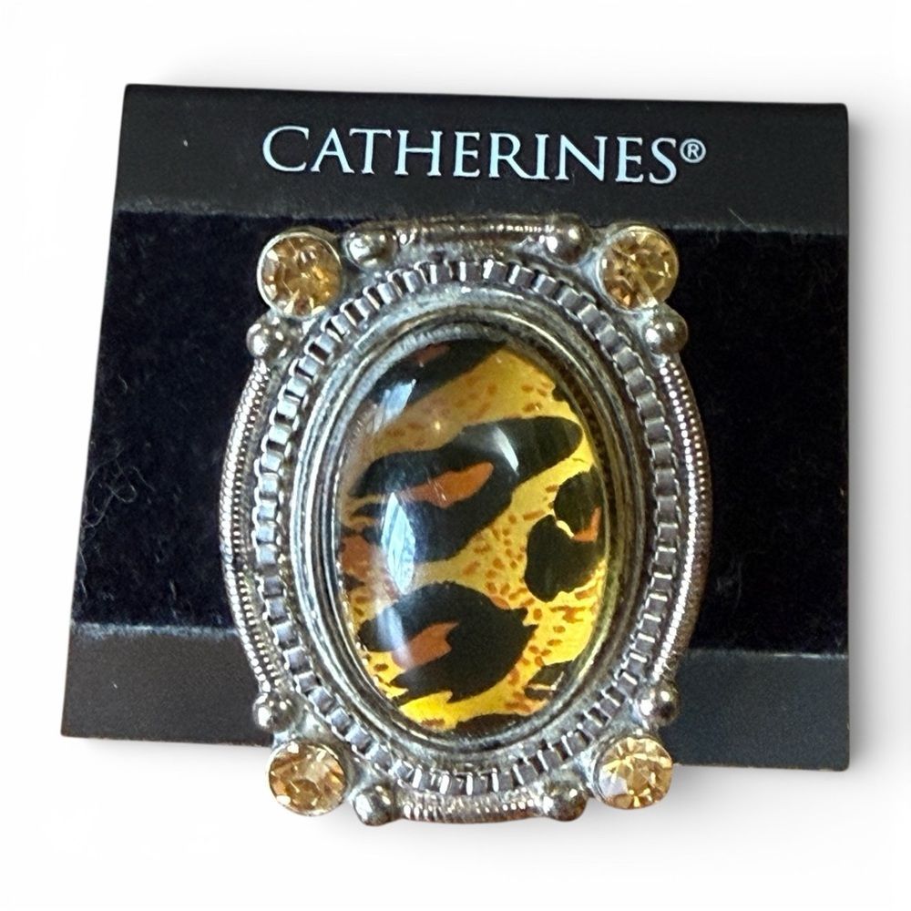 Nwt Catherines Silver And Gold Leopard Print Stretchy Ring